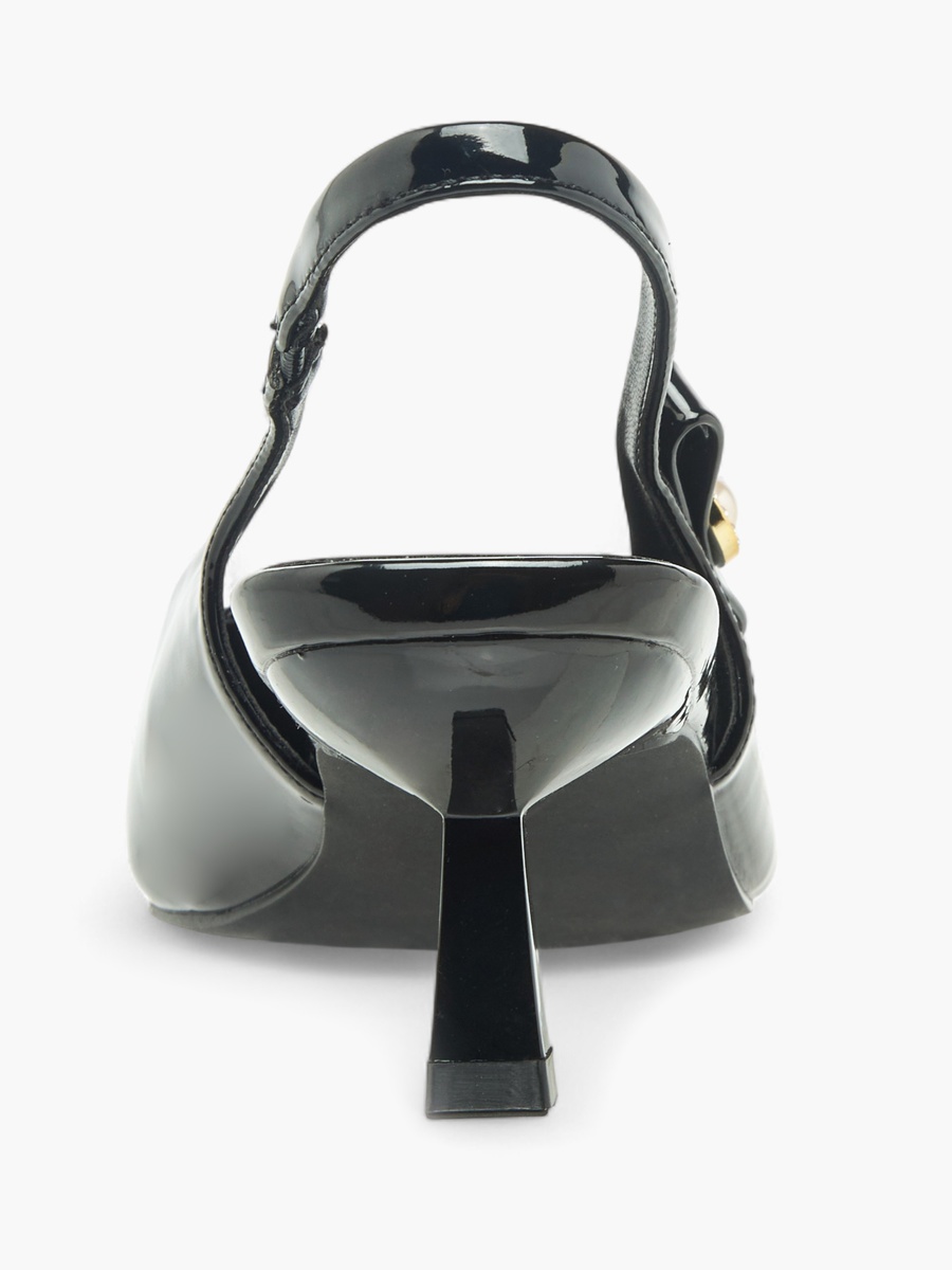 Women Bow Detail Flared Heel Slingback Shoes