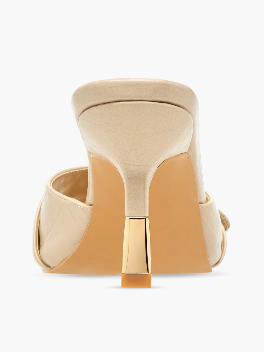 Women Buckle Detail Flared Heel Sandals