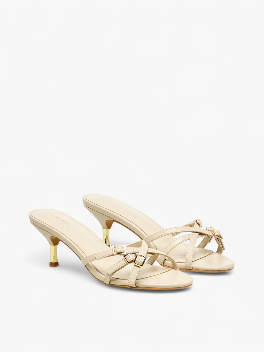 Women Buckle Detail Flared Heel Sandals