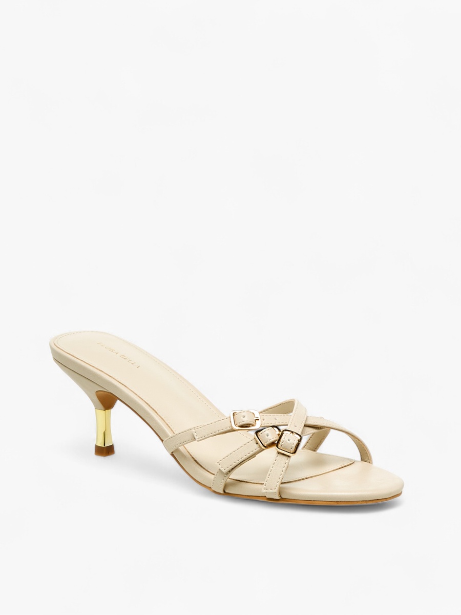 Women Buckle Detail Flared Heel Sandals