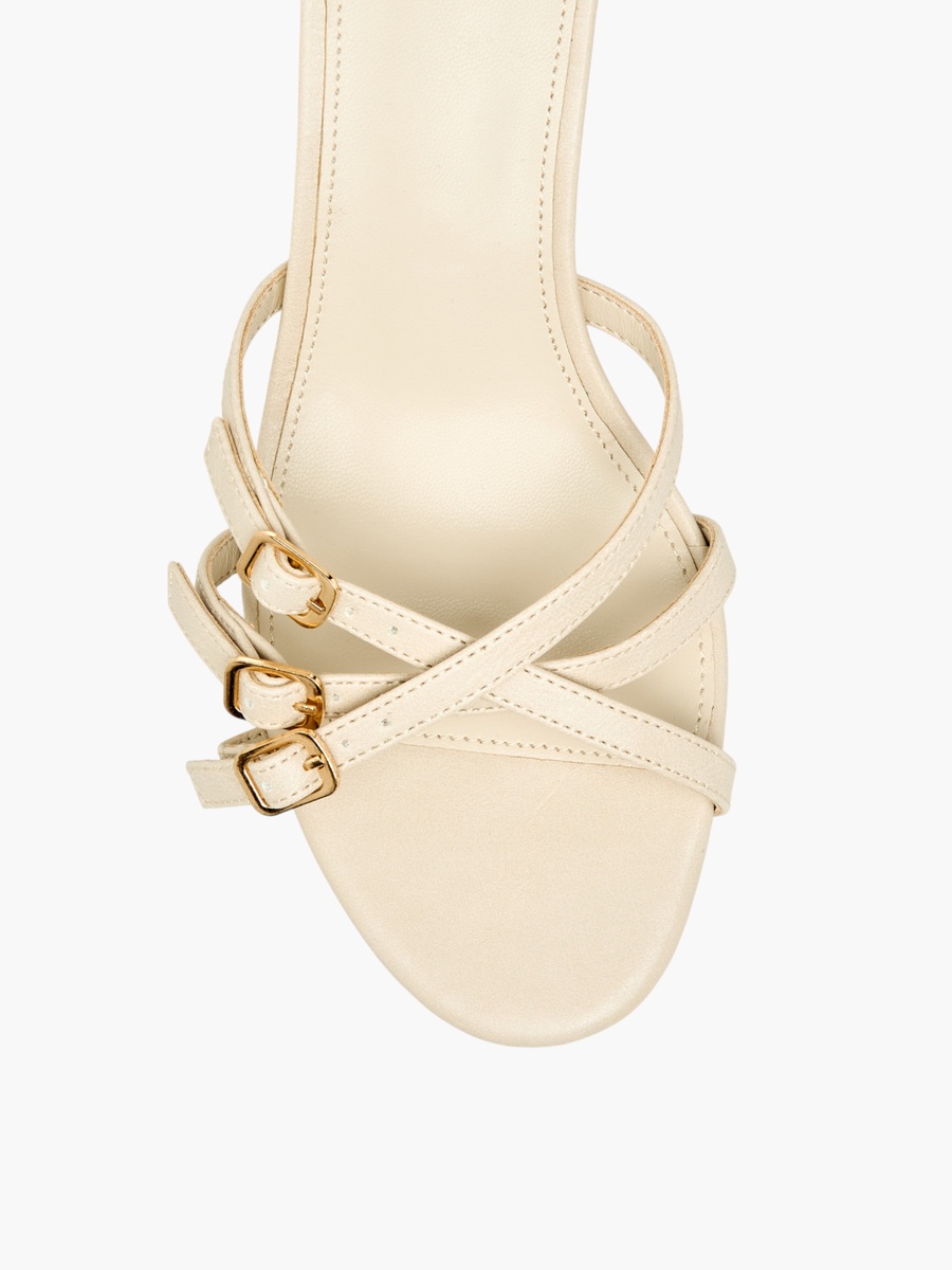 Women Buckle Detail Flared Heel Sandals
