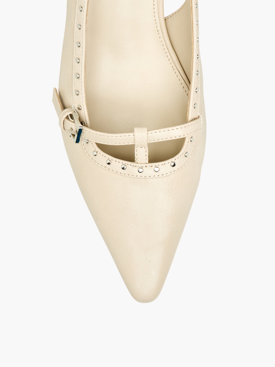 Women Studded Kitten Heel Slingback Shoes