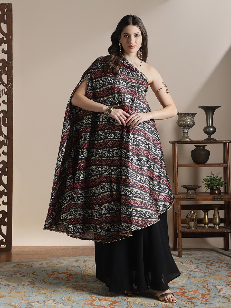 Women Bandhani Printed Kurta and Flared Palazzos Fusion Co-ords