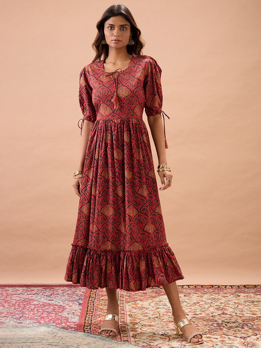 j crew perforated a line dress Ethnic Patch Print Halter Neck A-line Dress – VEDANA main image 0