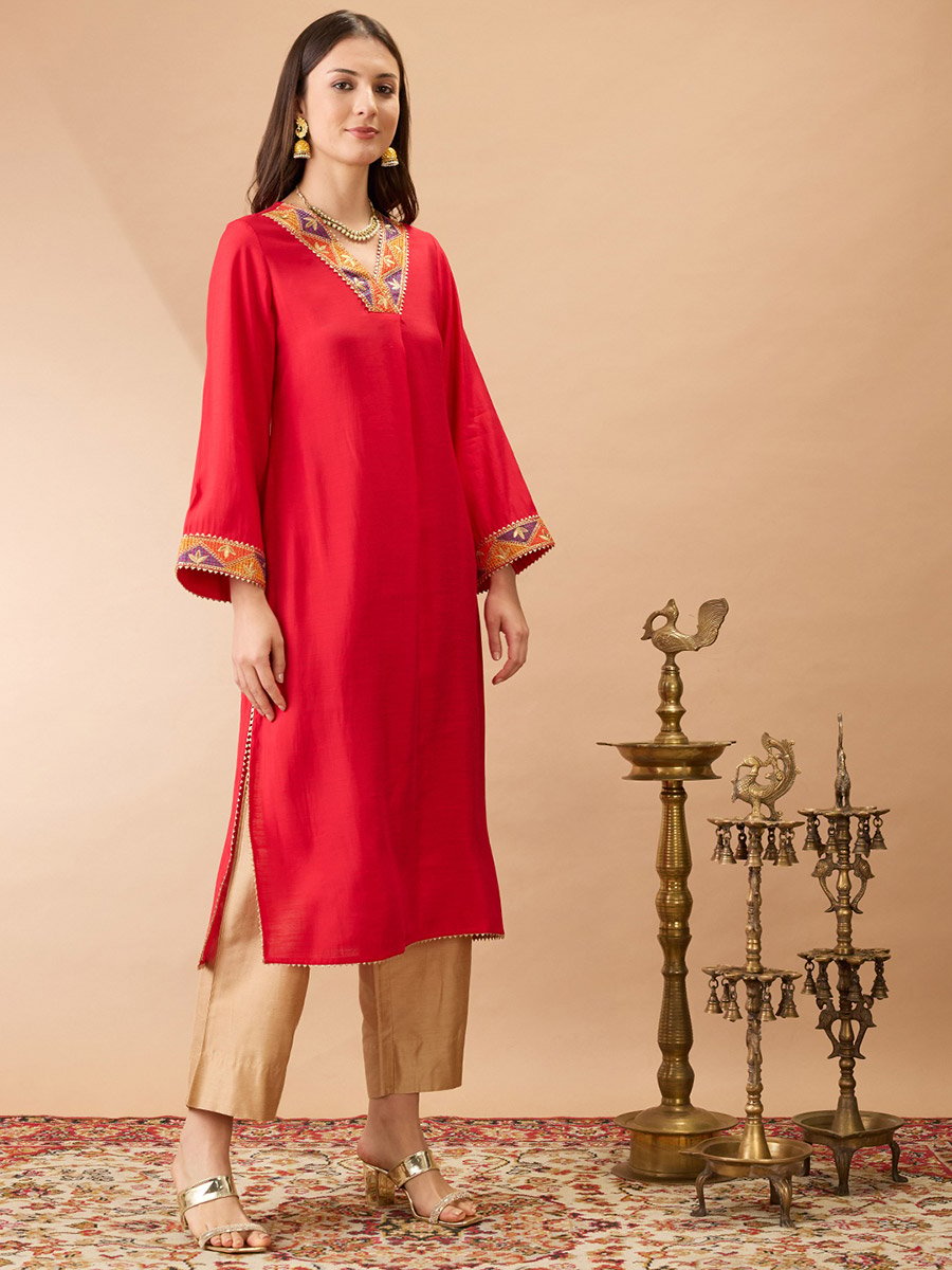  Gotta Patti Lace Detail A-Line Festive Kurta