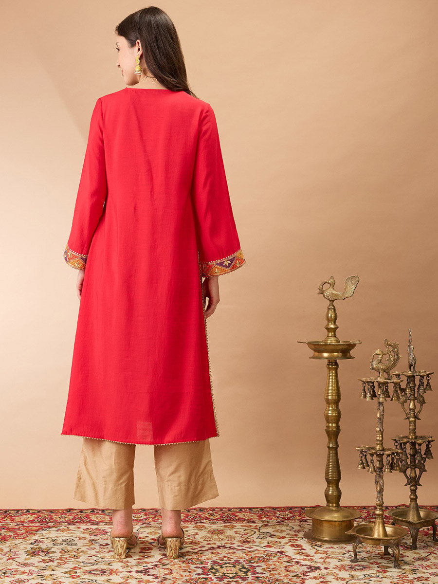  Gotta Patti Lace Detail A-Line Festive Kurta
