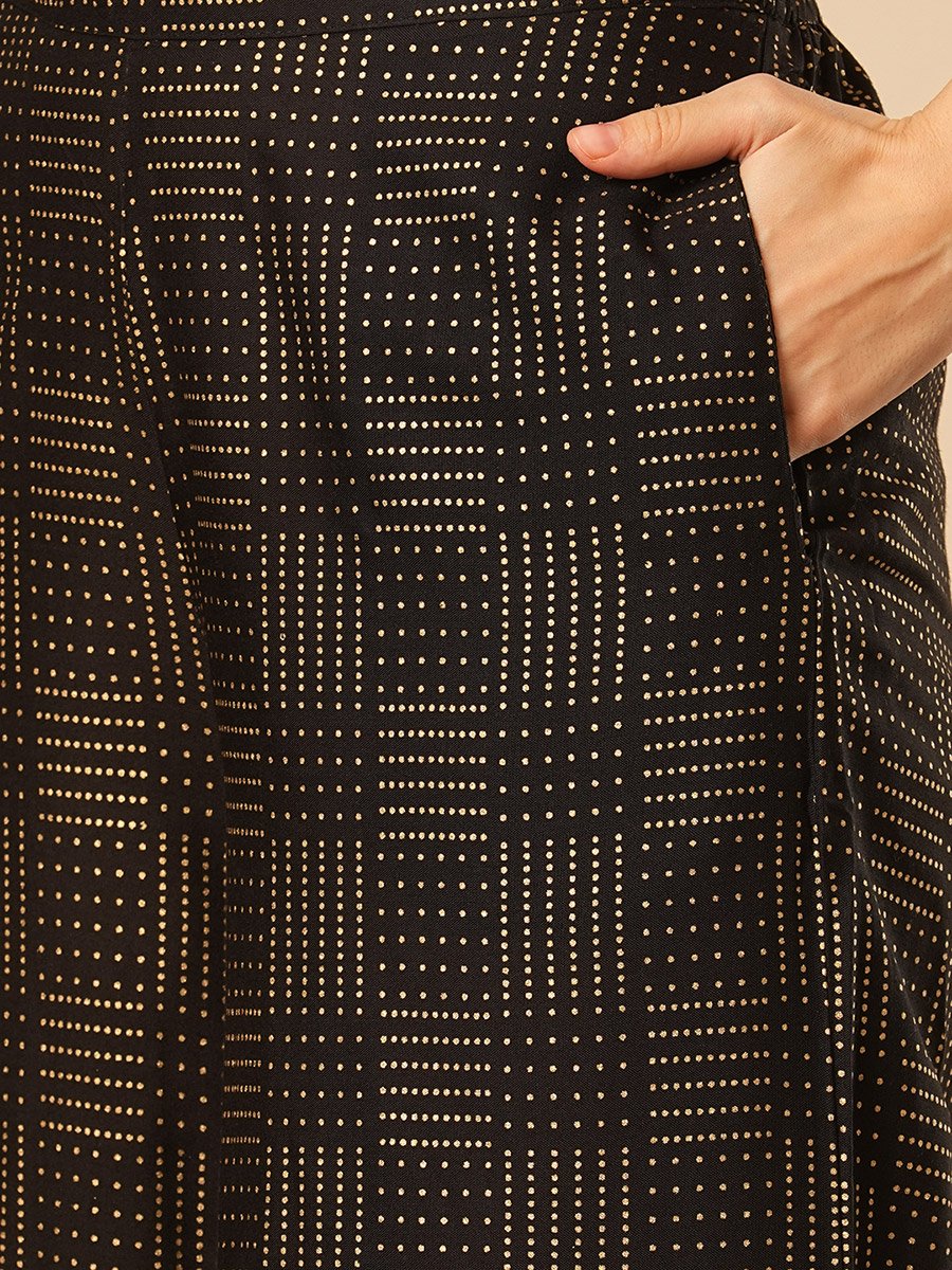 Tie-Up Halter Keyhole Neck Embroidery Detail Straight Kurta and Palazzos Festive Set