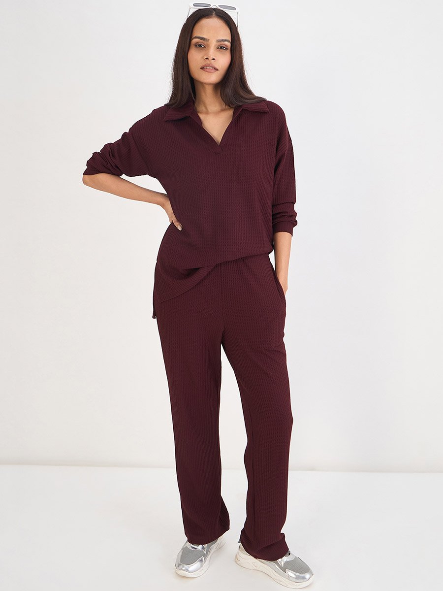 Pintuck Detail Wide Leg Pants with Zip Closure For Women at UAE