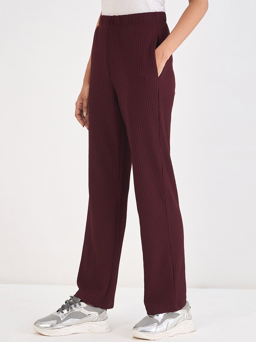 Pintuck Detail Wide Leg Pants with Zip Closure For Women at UAE