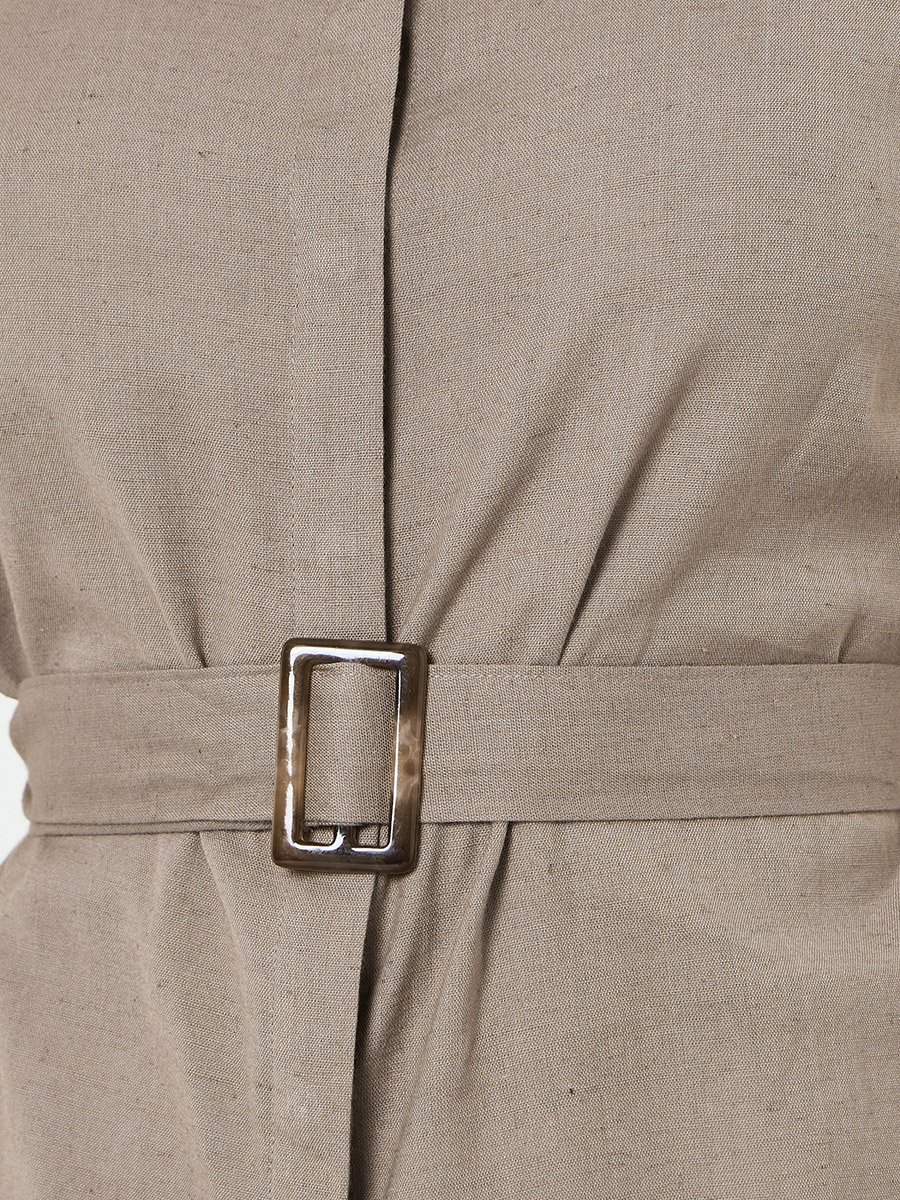 Women Cap Sleeve Belted Shirt