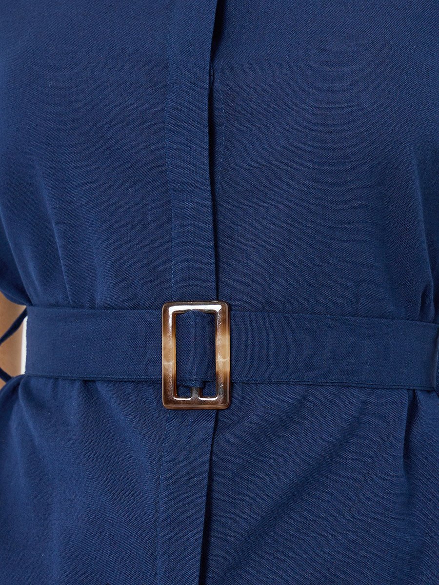 Women Cap Sleeve Belted Shirt
