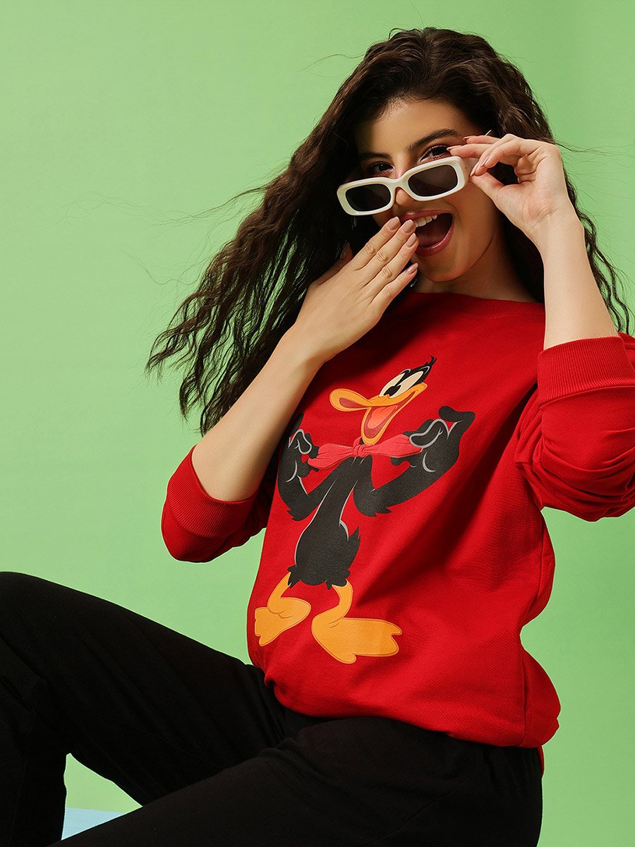 Daffy Duck Red Cotton Sweatshirt