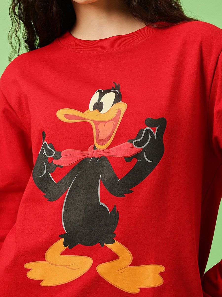 Daffy Duck Red Cotton Sweatshirt