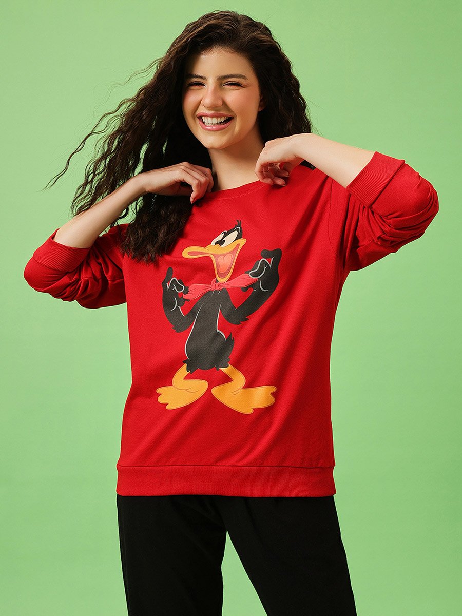 Daffy Duck Red Cotton Sweatshirt
