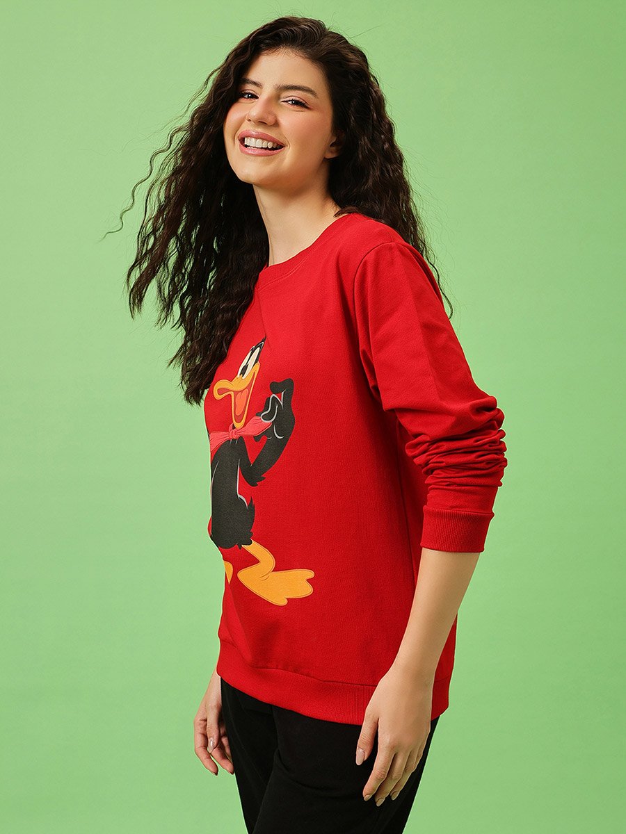 Daffy Duck Red Cotton Sweatshirt