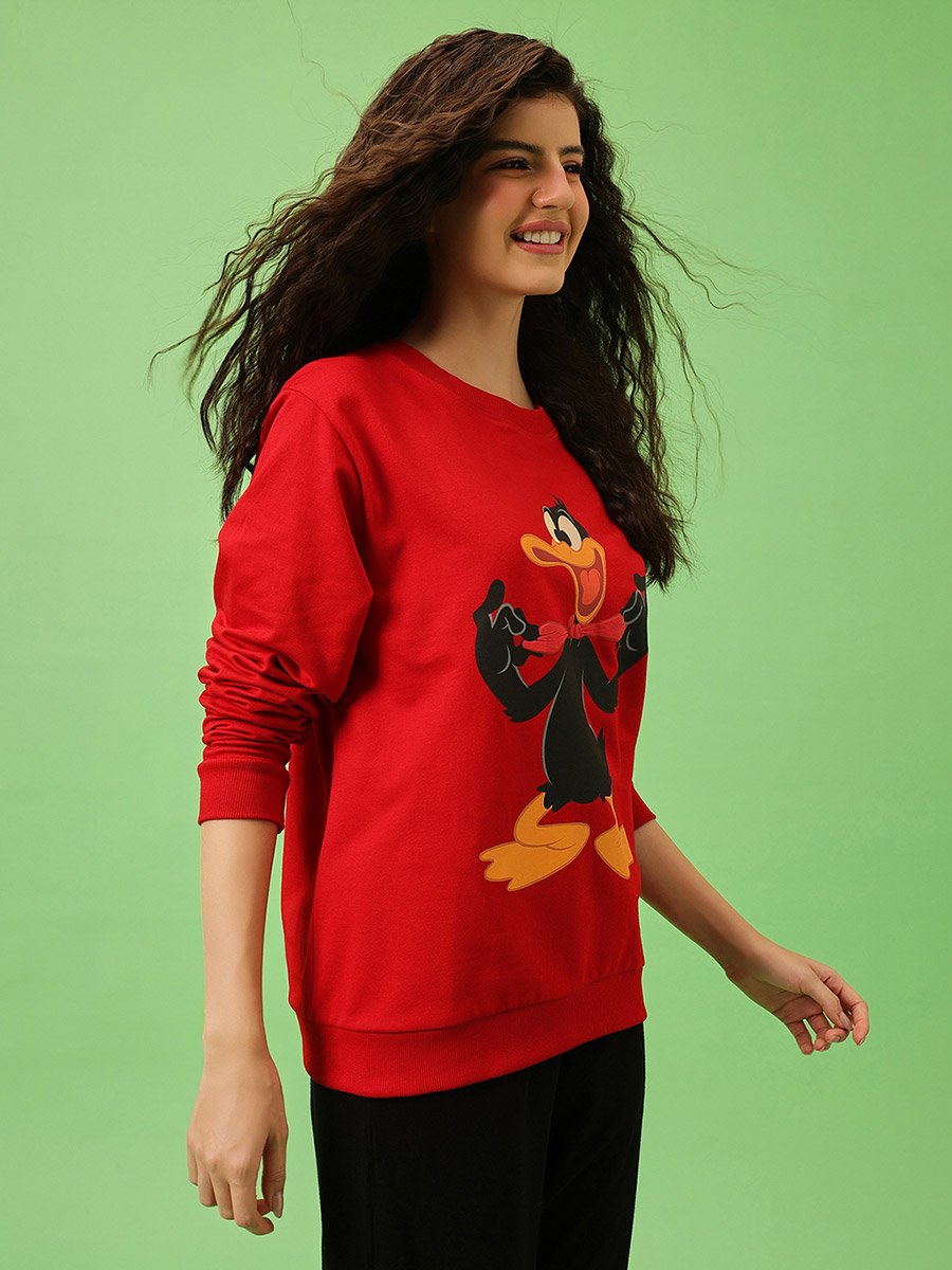 Daffy Duck Red Cotton Sweatshirt