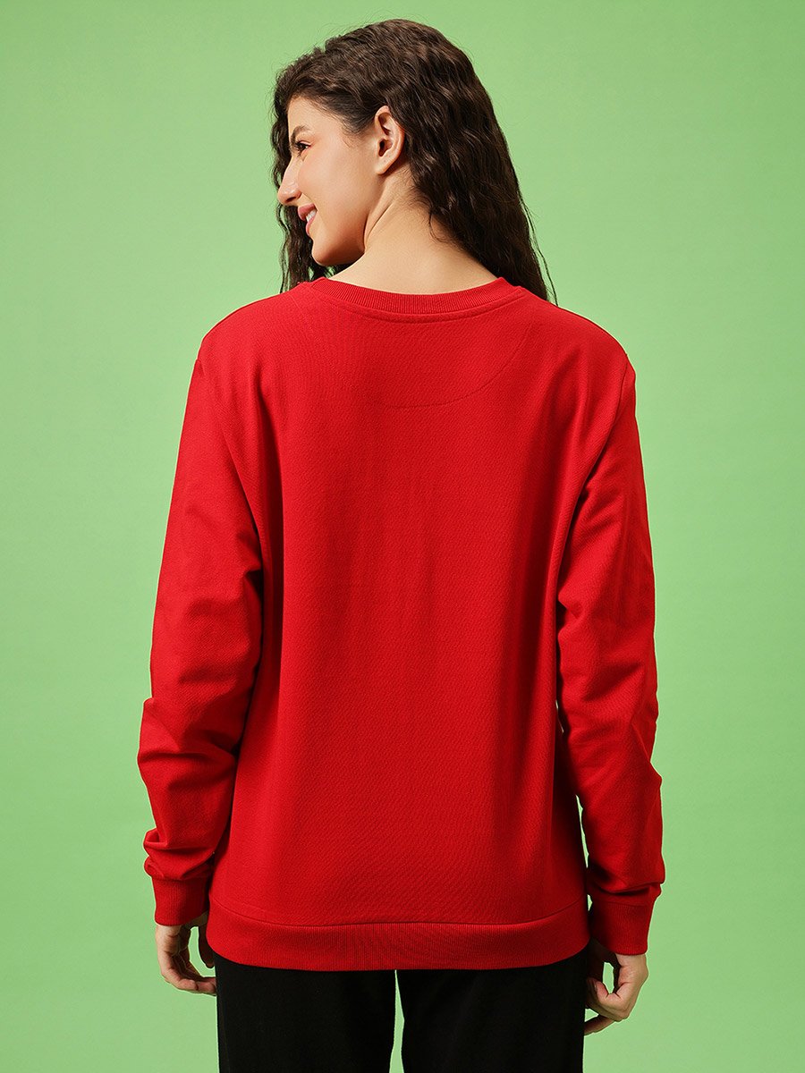 Red Graphic Print Cotton Sweatshirt