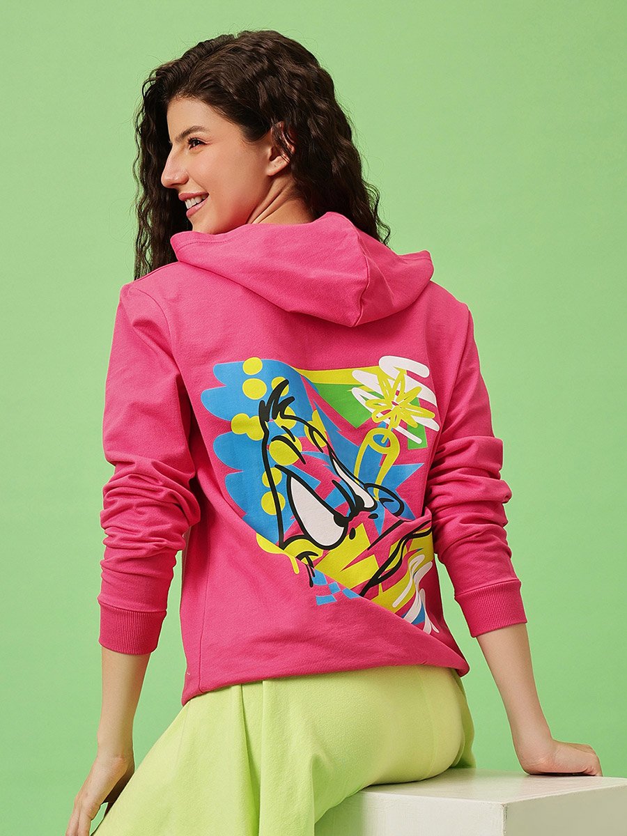 Pink Graphic Print Regular Fit Hoodie