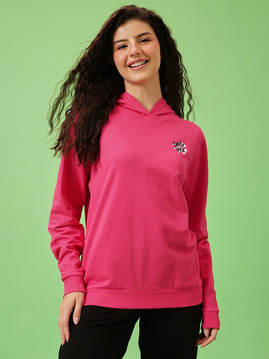 Pink Graphic Print Regular Fit Hoodie