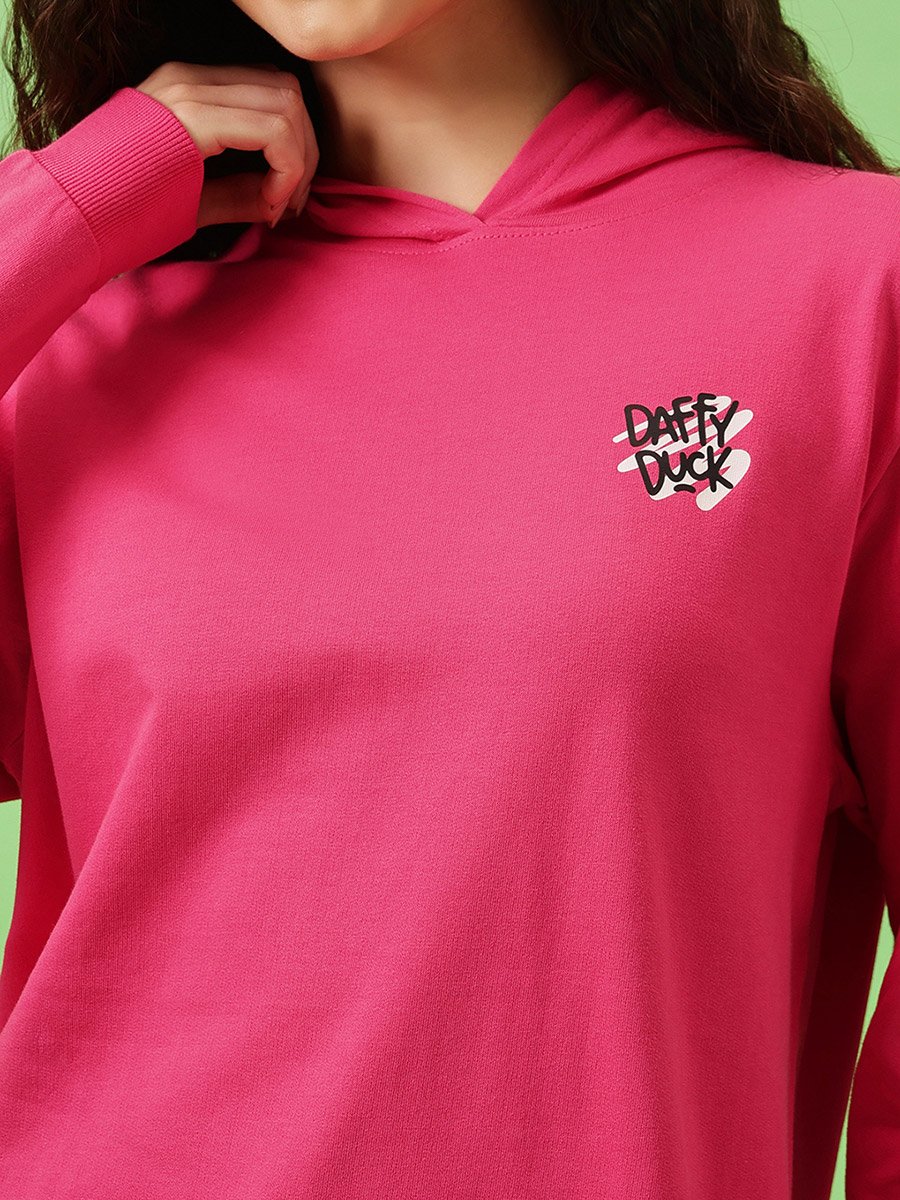 Pink Graphic Print Regular Fit Hoodie