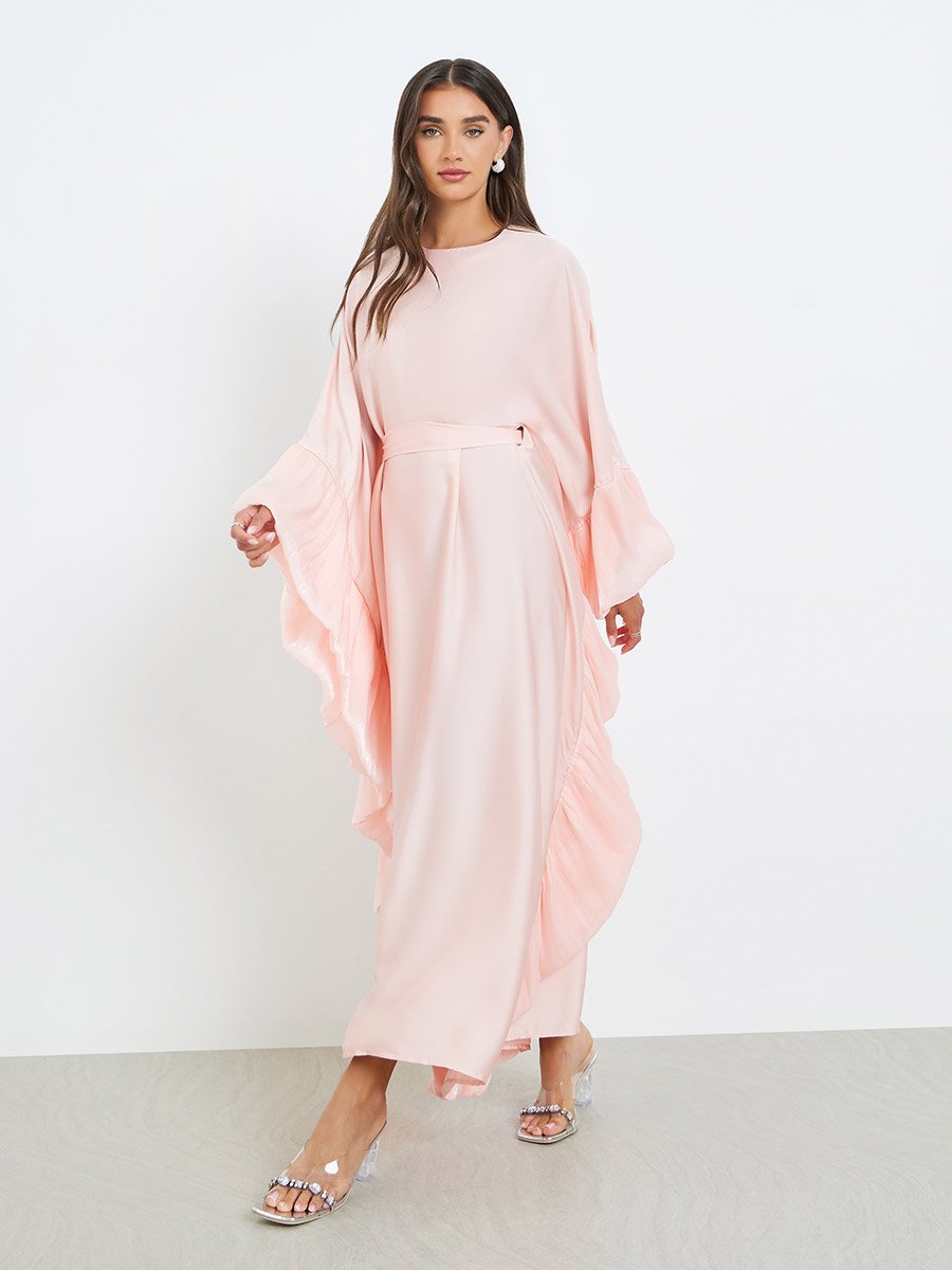 chinese dress ladies Tie Dye Long Sleeve Kaftan Maxi Dress: Goddess Kaftan Boho Dress in Indigo