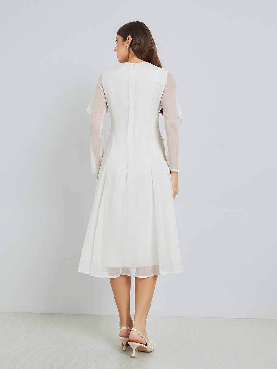 Off-White Ruffled Midi Dress