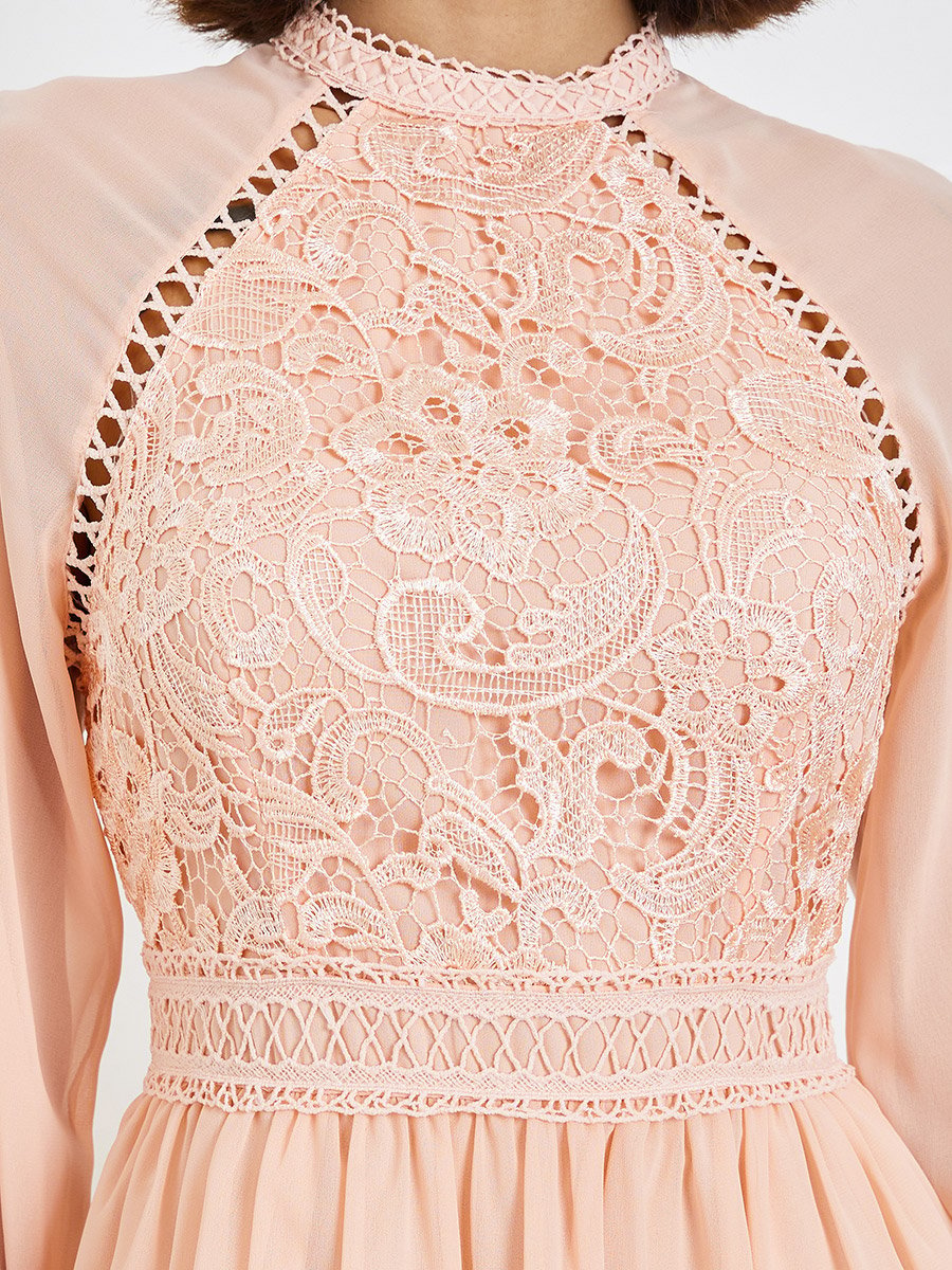 chinese dress ladies Impressions Lace Bodice Maxi Dress Peach– Selfie Leslie main image 0