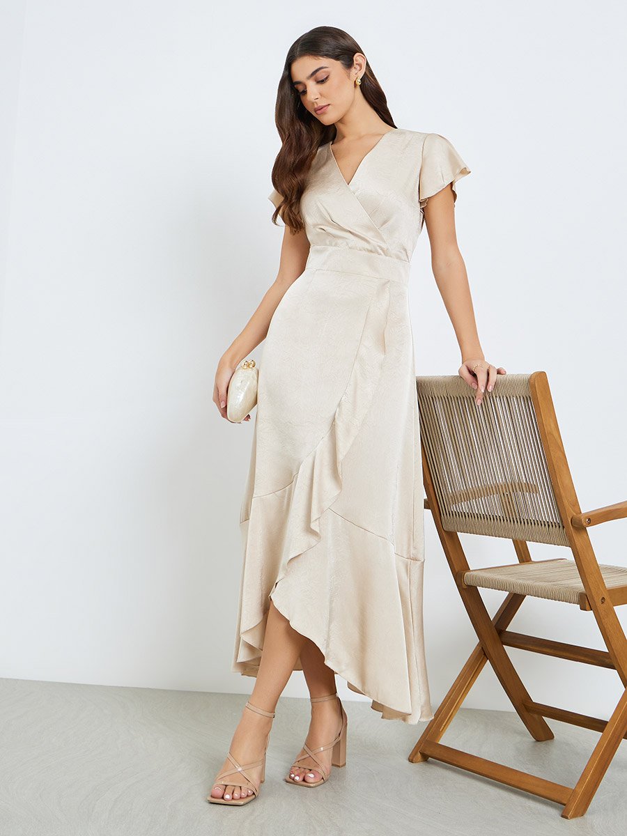 beige wrap maxi dress Joseph Bohemian Wrap Maxi Dress in Beige