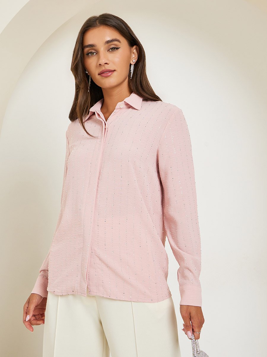 Pink Embellished Long Sleeve Shirt