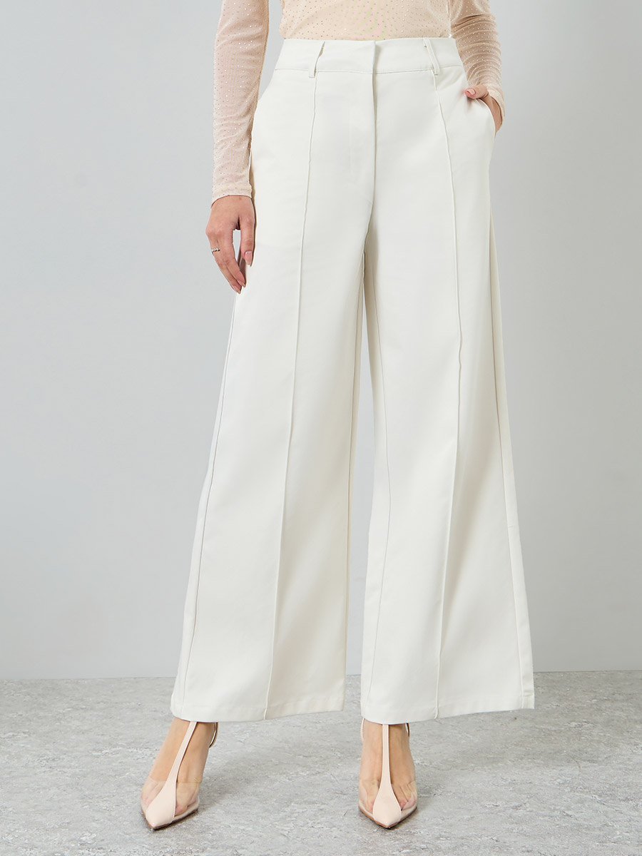 Cream Wide Leg Trousers