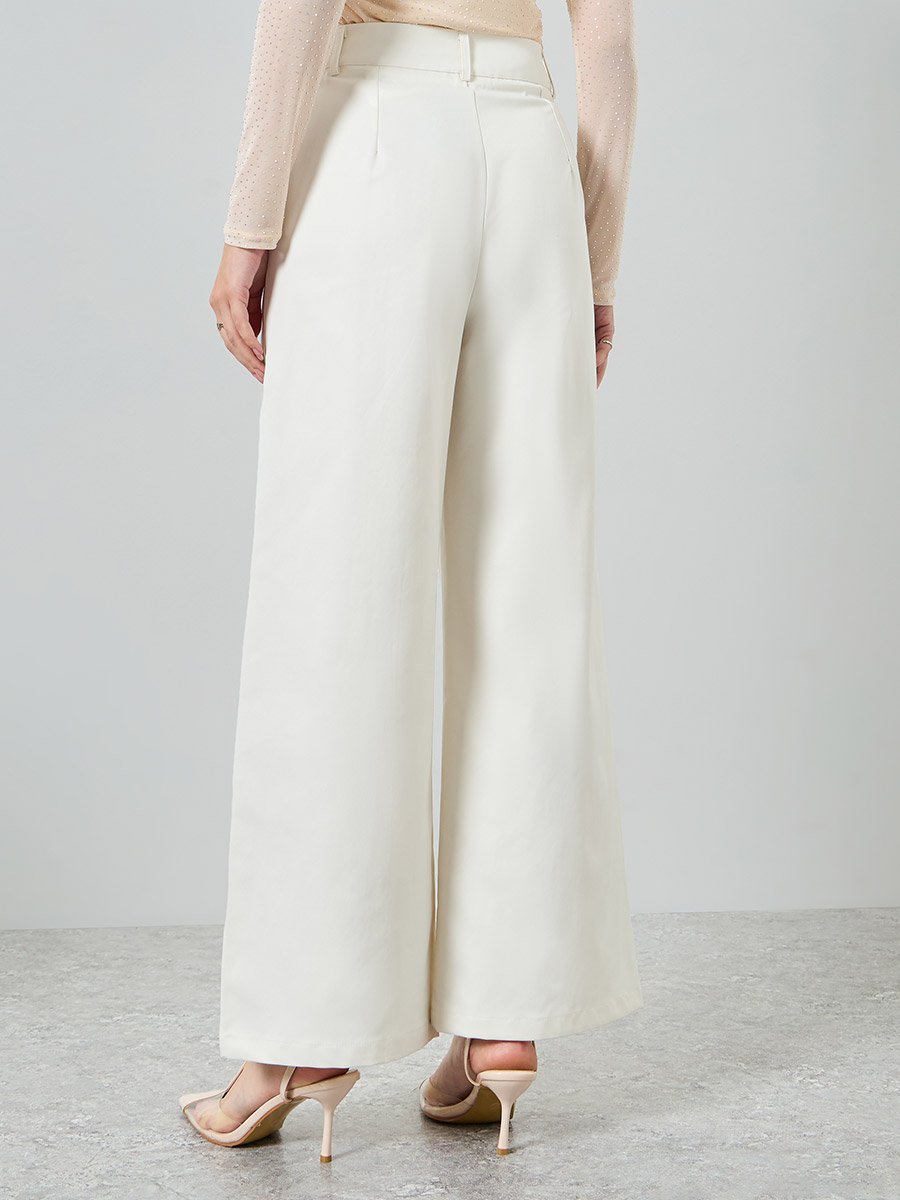 Cream Wide Leg Trousers