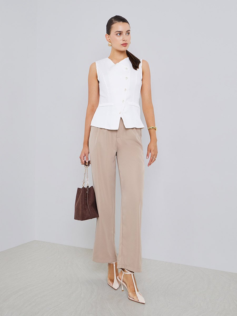 Women White Sleeveless Waistcoat