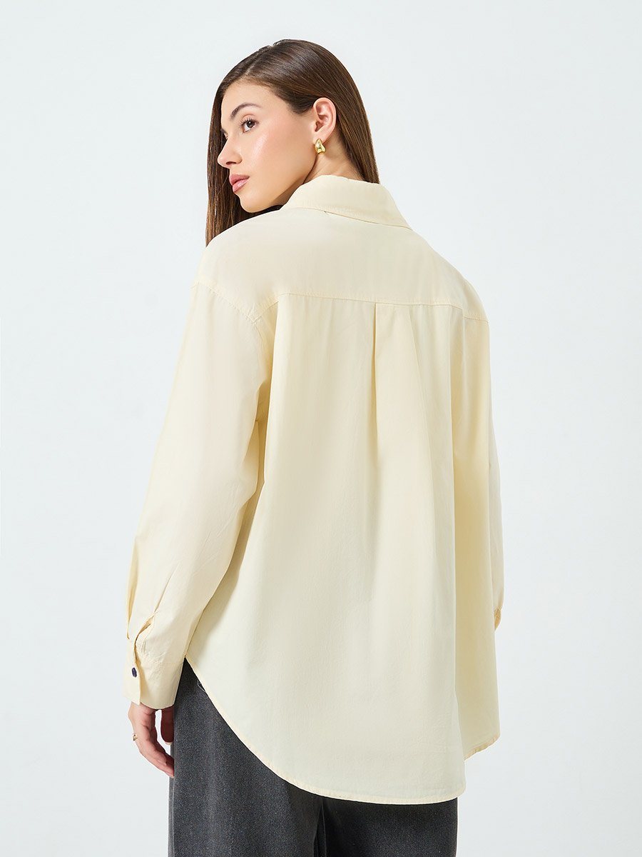 Women Yellow Long Sleeve Oversized Shirt