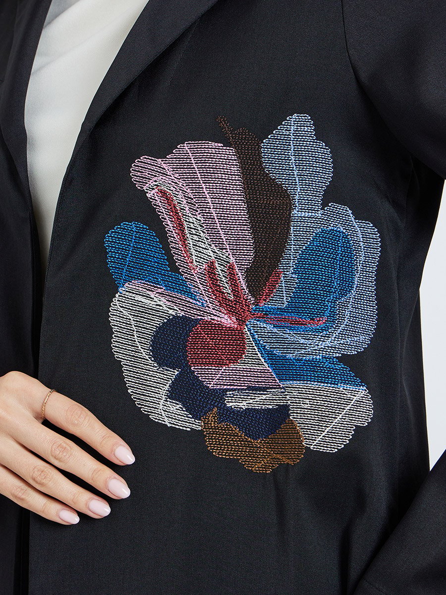 Women Black Floral Embroidered Abaya