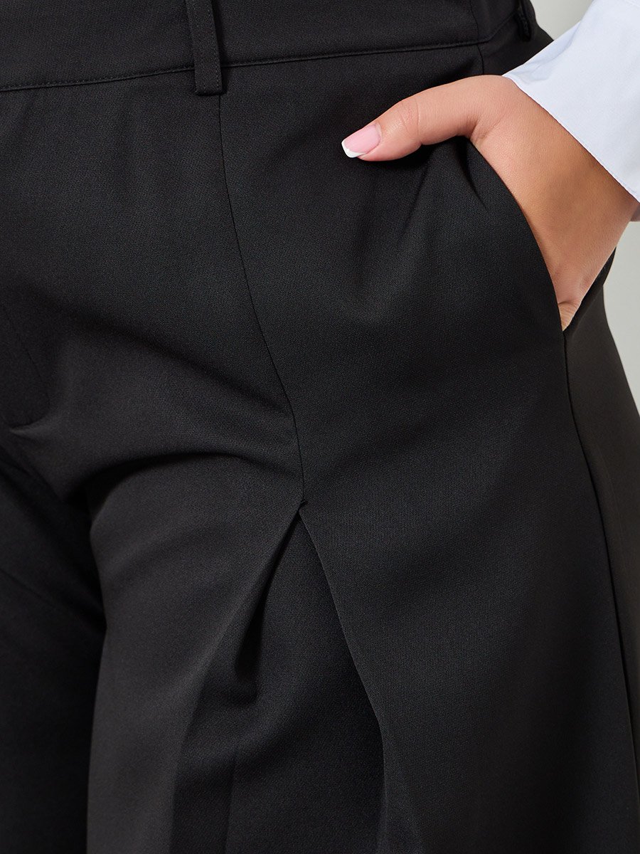 Plus Size Wide Leg Pants with Fold Pleat