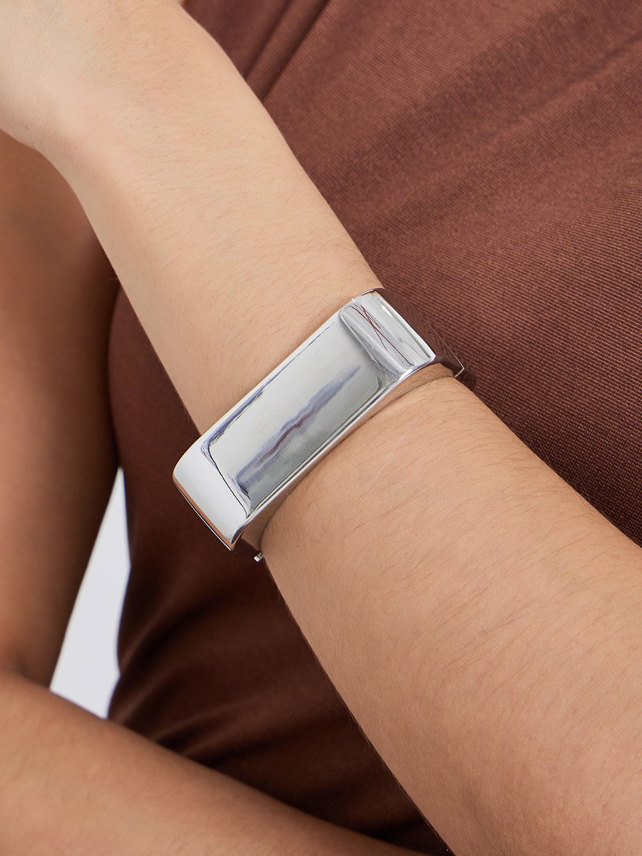 Silver Square Bangle Bracelet
