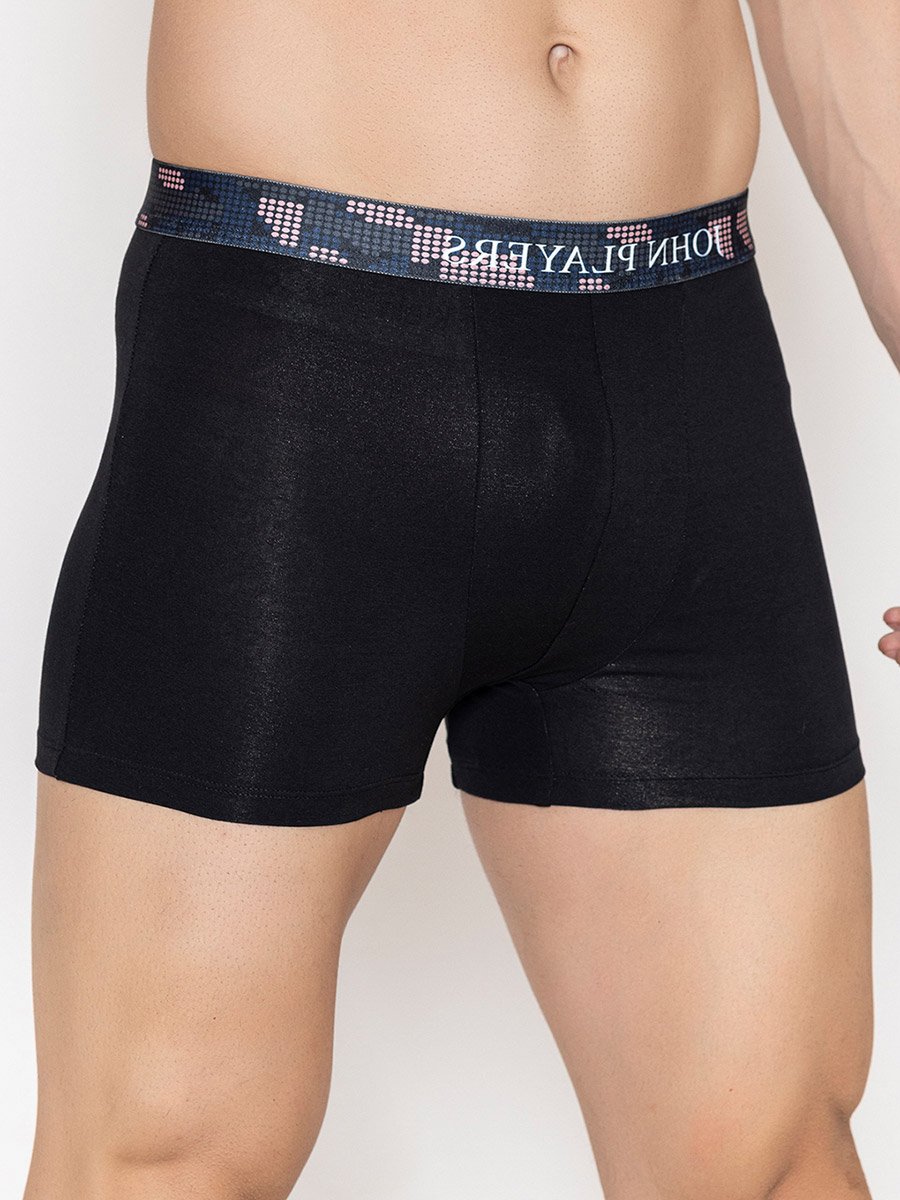 طقم من 2 بوكسر ترانك قطن بخصر مطبوع