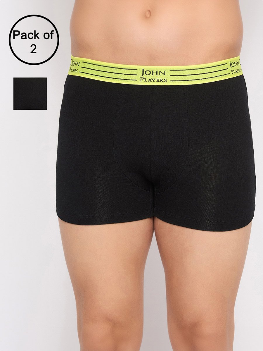 Pack of 2 - Men Cotton Trunks with Striped Waistband