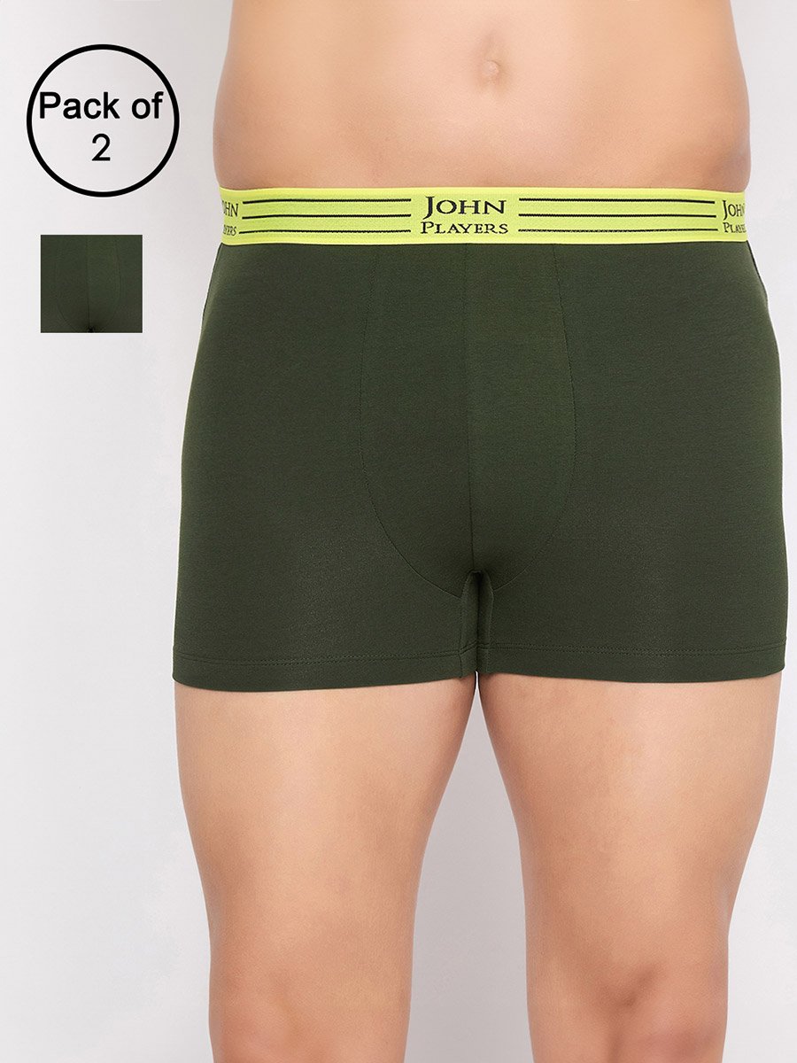 Pack of 2 - Men Cotton Trunks with Striped Waistband