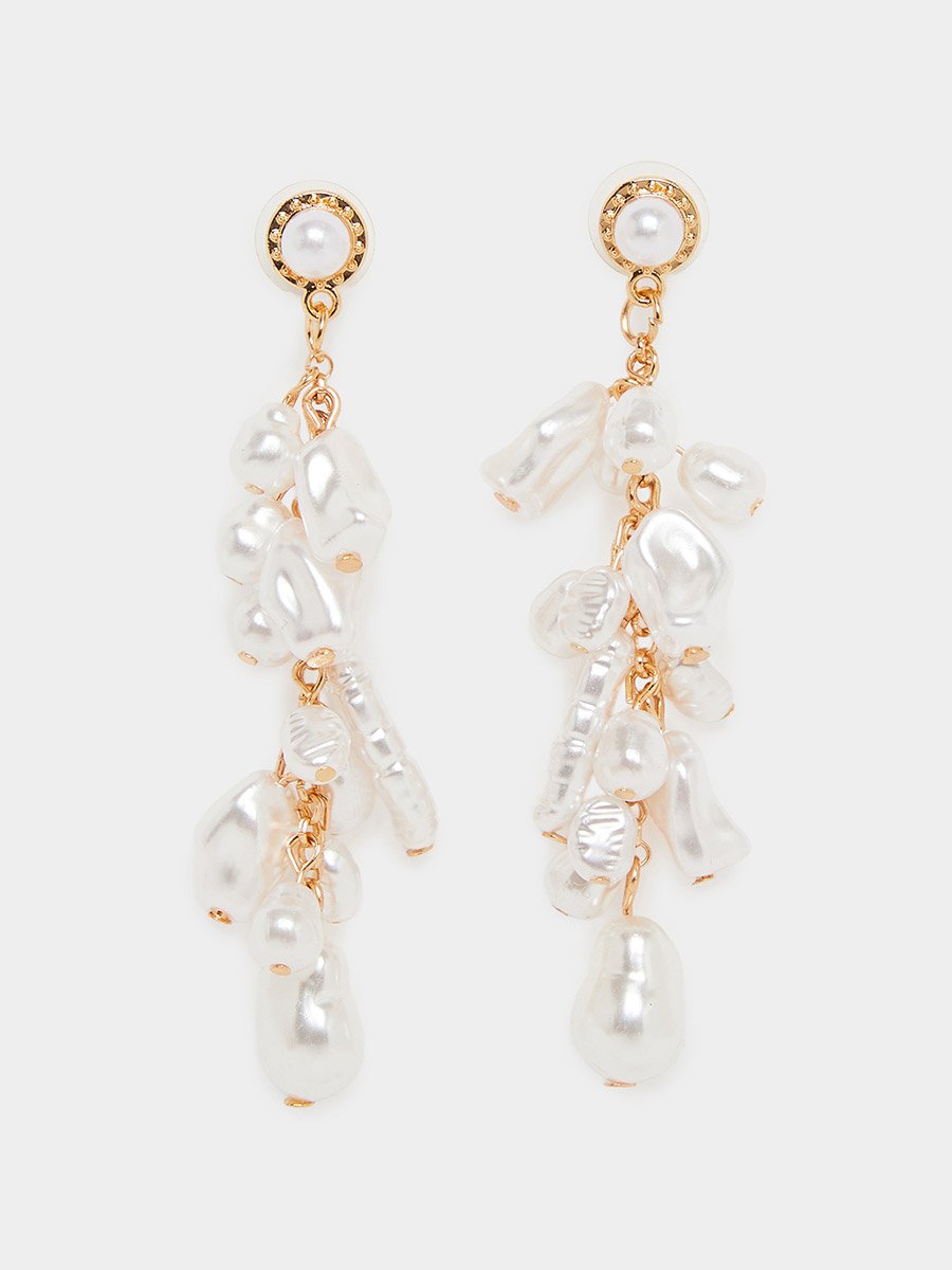 White Pearl Dangle Earrings