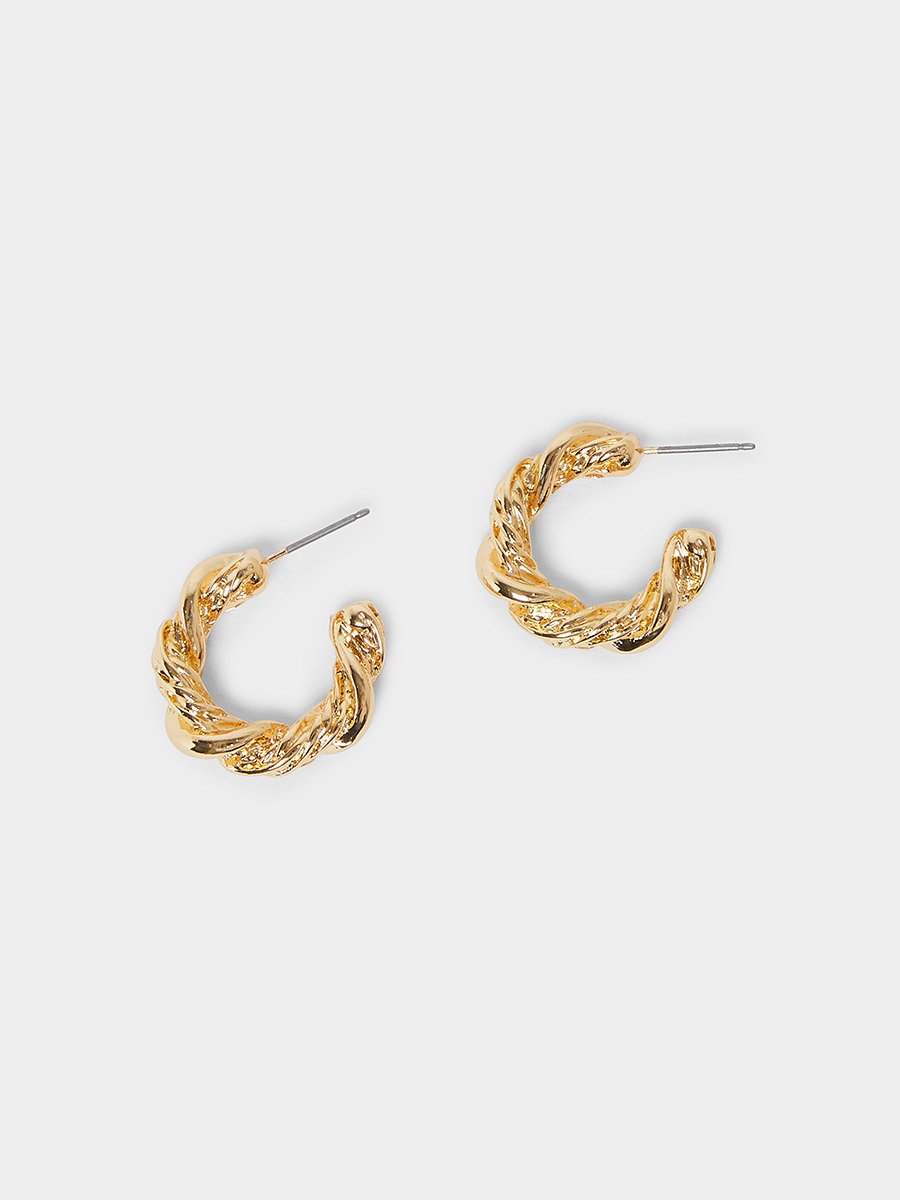 Gold Twisted Hoop Earrings