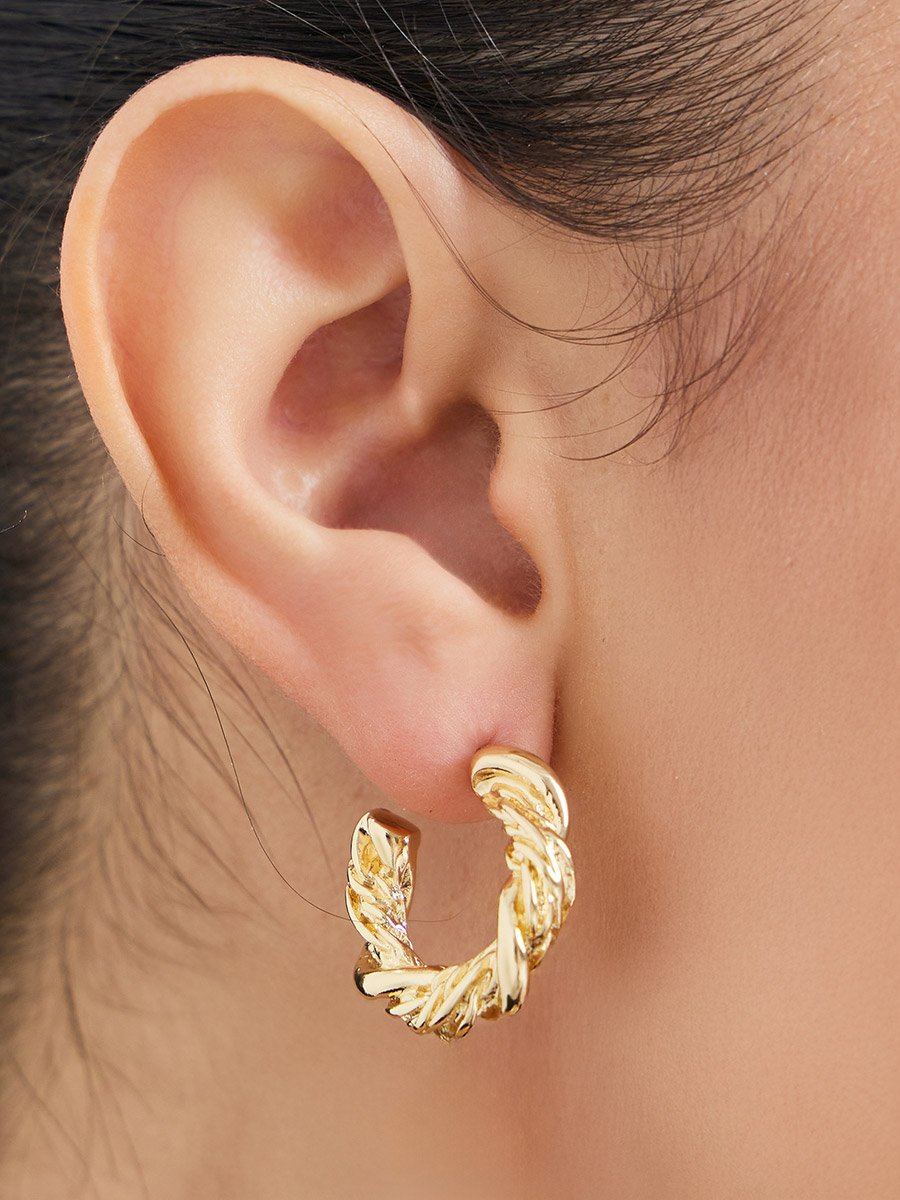 Gold Twisted Hoop Earrings