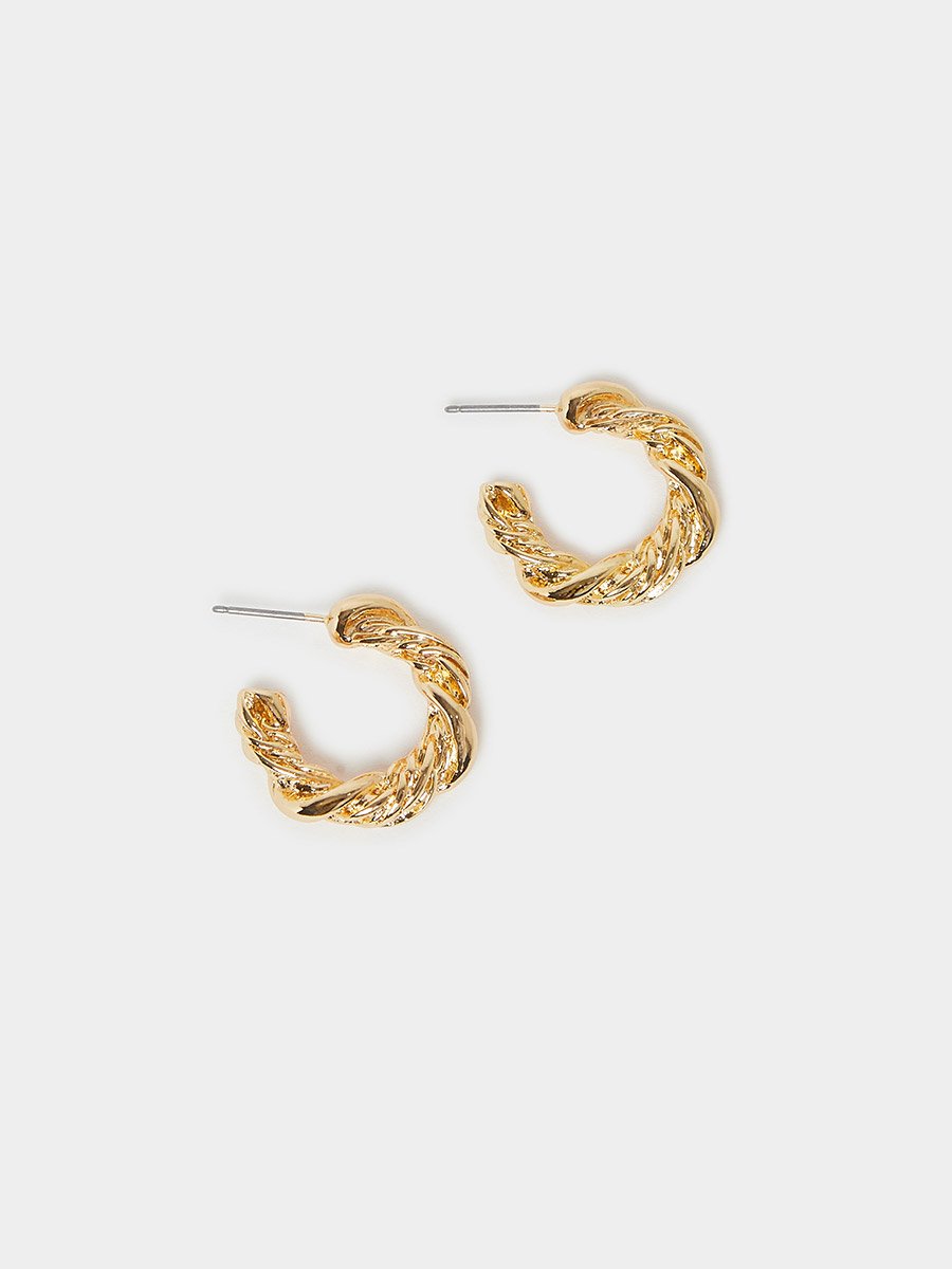 Gold Twisted Hoop Earrings