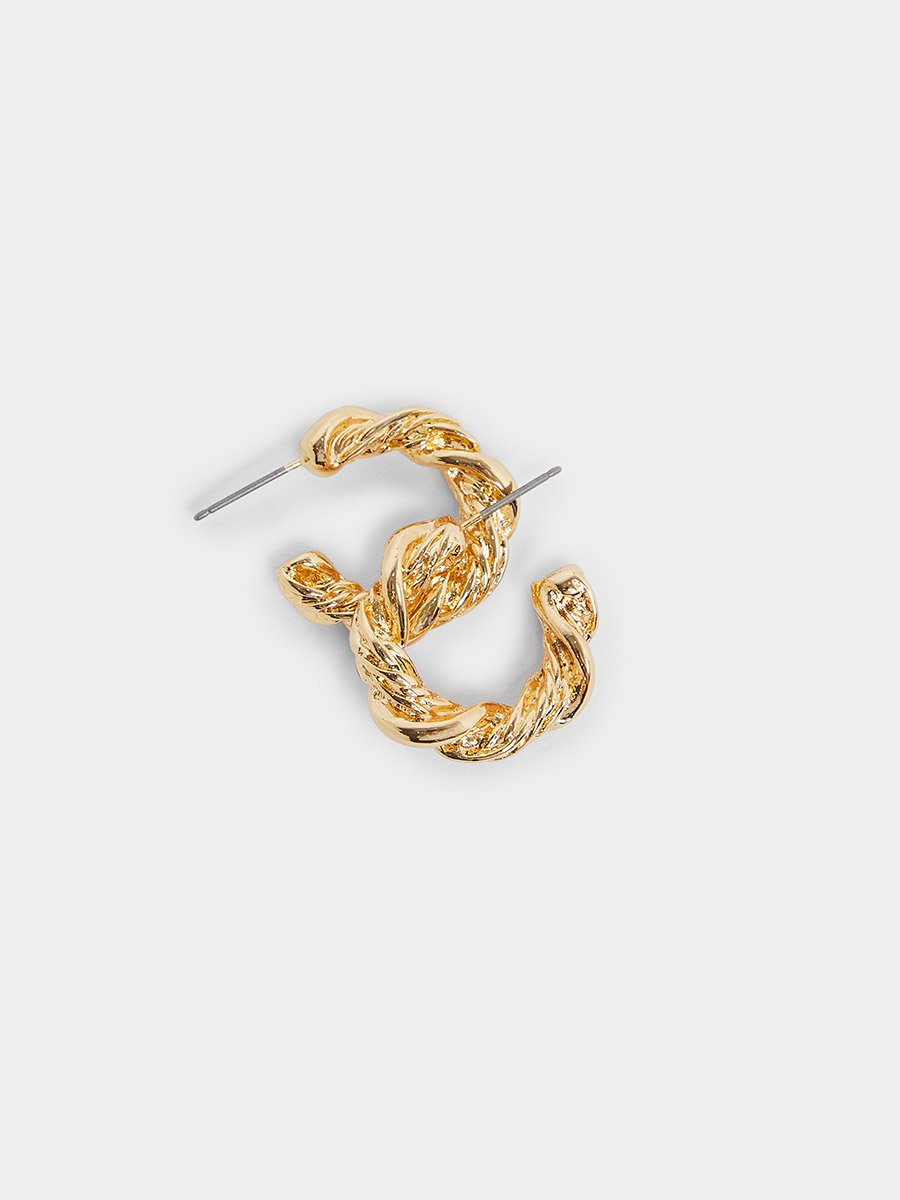 Gold Twisted Hoop Earrings