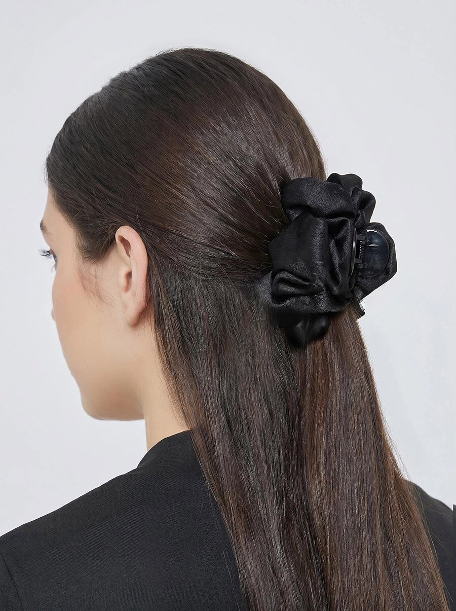 Women Black Flower Claw Clip