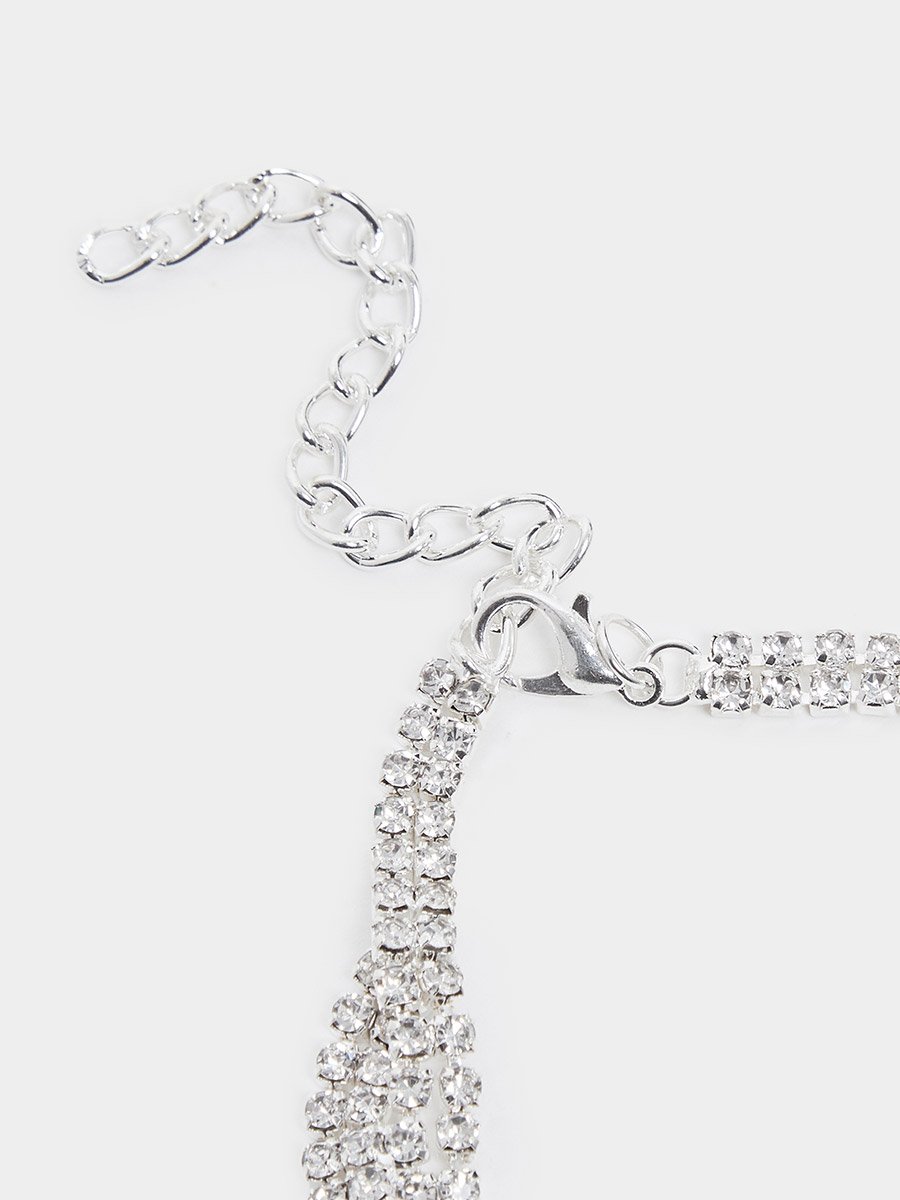 Silver Diamante Necklace and Bracelet with Earrings