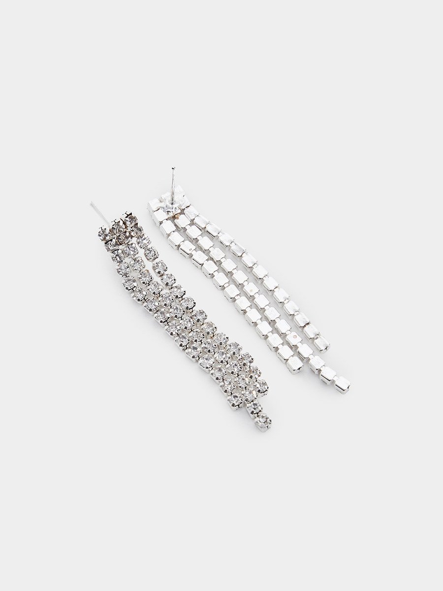 Silver Diamante Necklace and Bracelet with Earrings