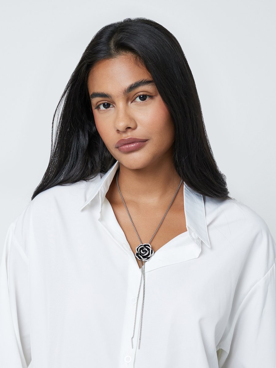 Black Rose Y Necklace
