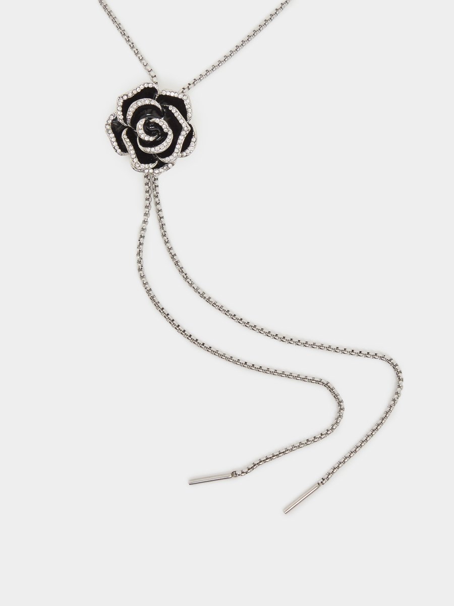 Black Rose Y Necklace