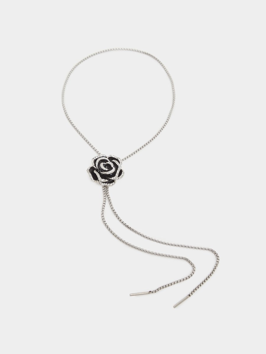 Black Rose Y Necklace